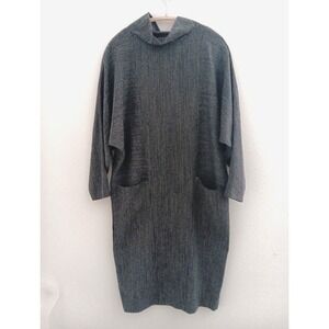 Andren Fezza Minimalist Dress Medium 100% Wool Langonlook Gray‎ Stripe Organic